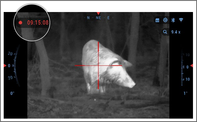 View of a wild hog through an ATN thermal scope in black hot mode