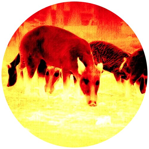 Iron hot thermal view of a deer in the field through an ATN thermal optic